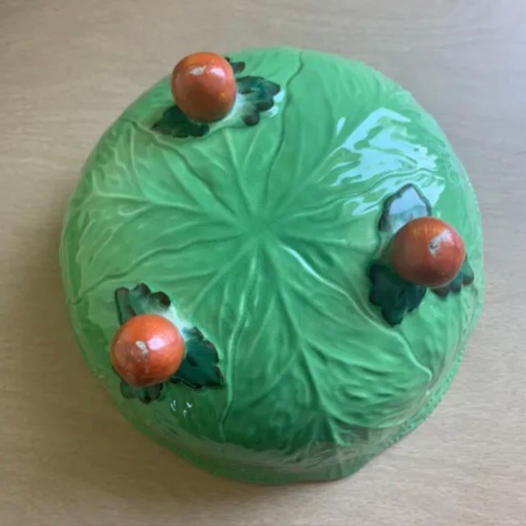 Green cabbageware leaf tomato decor 1930s Beswick Carlton England Serving bowl - Picture 5 of 16